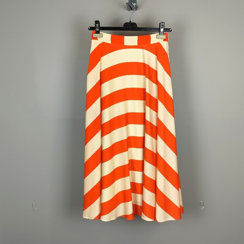 Flowy Striped A-Line Midi Skirt Mare Mare x Anthropologie Orange Cream